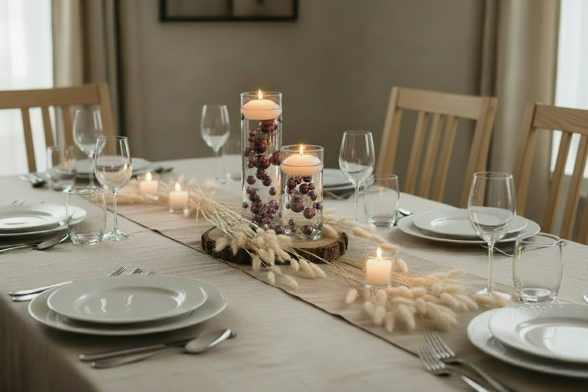 100 Floating Burgundy Pearls with Sparkling Gems- Large Sizes- Option of 6 Submersible Fairy Lights Strings Hidable Submersible Batteries- 2 Gallons of Transparent Water Gels for Vases