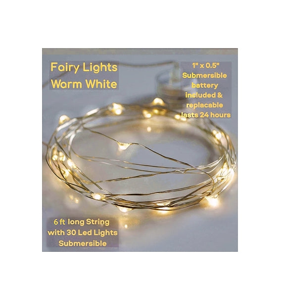 3 Submersible LED Fairy Lights Strings Warm White or Cool White Garland- with Hidable and Submersible Batteries