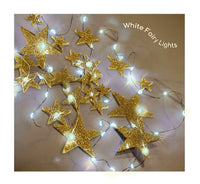 50 Floating Gold Stars- Sparkling- Large Sizes- Fills 1 Gallon of the Transparent Floating Gels for Your Vases- With Pre-Measured Prep Bags- Option of 3 Submersible Fairy Lights Strings