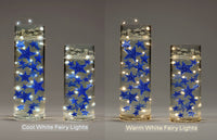 50 Blue Floating Stars-Sparkling Large Size-Fills 1 Gallon for Your Vases-Including Transparent Floating Gels Kit-Option: 3 Submersible Fairy Lights