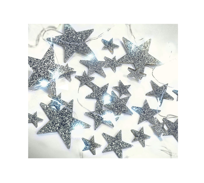 50 Floating Silver Stars Glitter-Fills Gallons for Your Vases With Transparent Floating Gels Kit+Option of Submersible Fairy Lights-Stunning Vase Decorations