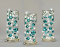 75 Floating Turquoise Blue/Teal Pearls-Fills 1 Gallon of The Transparent Gels for The Floating Effect-With Measured Gels Prep Bag-Option of 3 Fairy Lights Strings