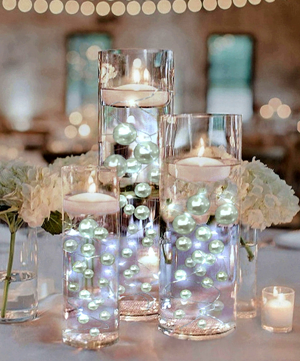Perles blanches sans trou « flottantes » - Décorations de vase de tailles géantes/assorties