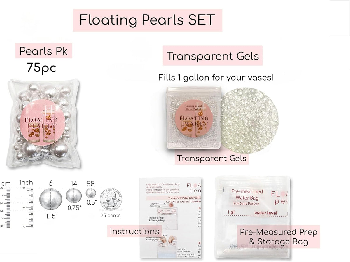 Perles noires « flottantes » - décorations de vase sans trou Jumbo/tailles assorties