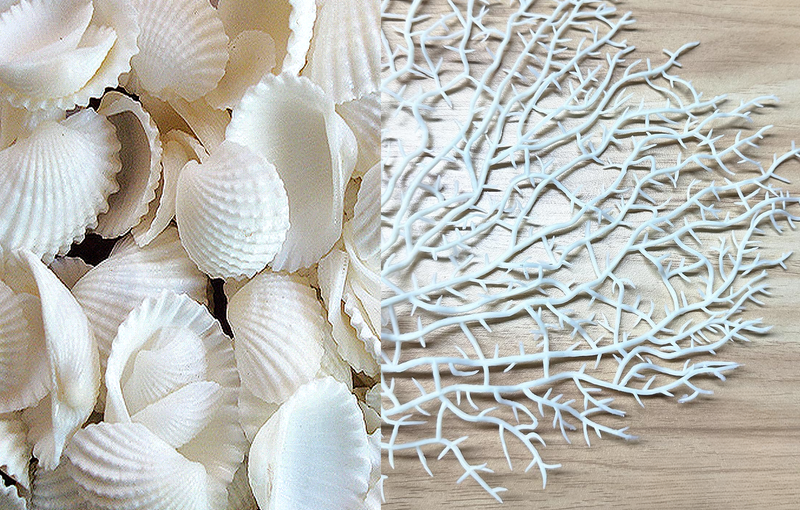 100 Floating White Seashells-White Coral Reef-Pearls-Aqua Sea Color Gels-Fills 4 Med Size Vases-With Exclusive Measured Floating Gels Prep Bag-Option of 3 Submersible Fairy Lights Strings