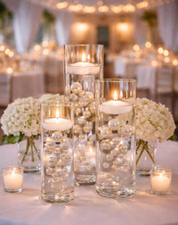 80 perles et pierres précieuses "flottantes" en or rose clair sans trou Jumbo et décorations de vase de tailles assorties + comprend des gels d'eau transparents pour faire flotter les perles