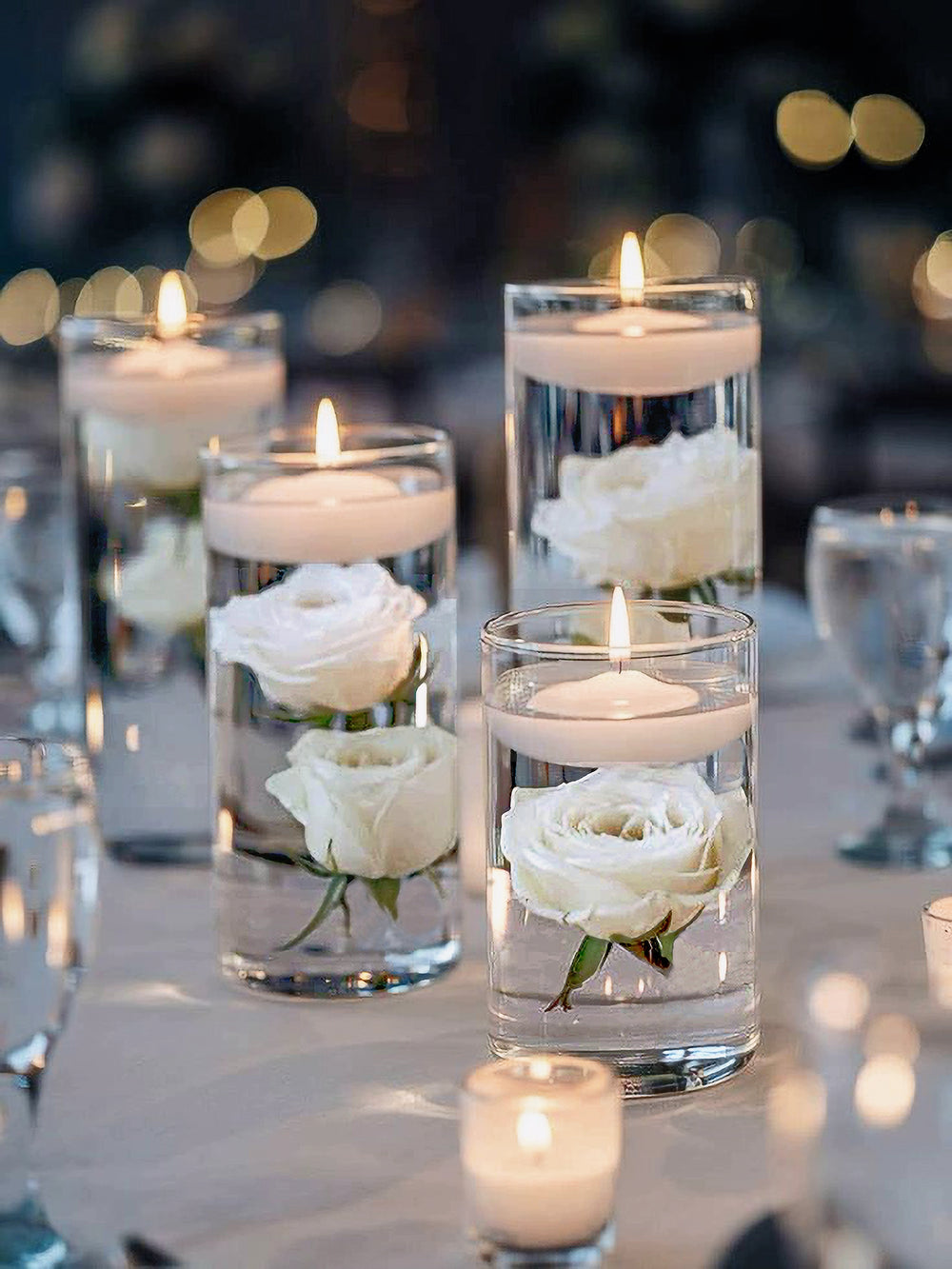 7 Rosier de Printemps Flottant - Blanc/Écru - Décoration de Vase