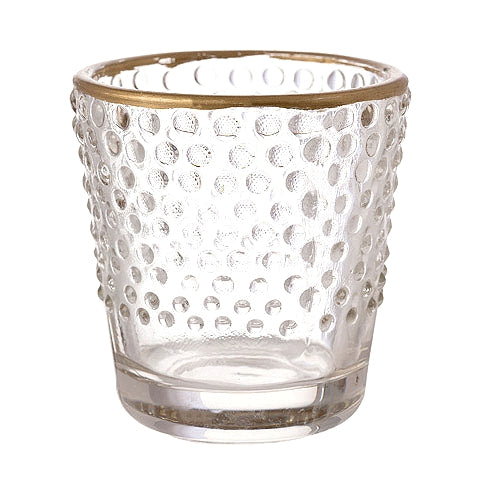 Verre à bulles avec bordure dorée et porte-bougie chauffe-plat