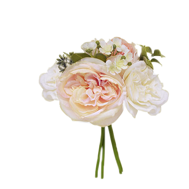 Bouquet de roses printanières - Ivoire, fard à joues et pêche