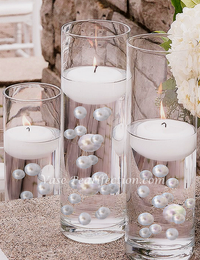 100 Floating White Pearls with Sparkling Gems- Large Sizes- Option of 3 White or Warm White Submersible Fairy Lights Strings Hidable Submersible Batteries- Fills 2 Gallons of Transparent Water Gels for your Vases with Prep Bags