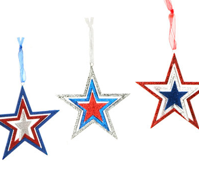 Patriotic Americana Spiral Stars - ensemble de 3 - 4,5" chacun