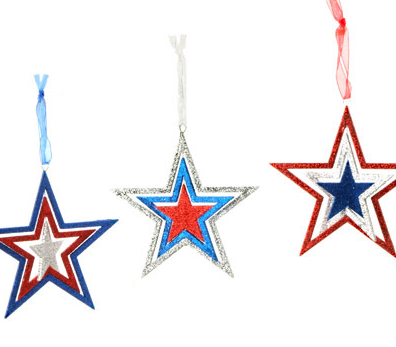 Patriotic Americana Spiral Stars - set of 3 - 4.5