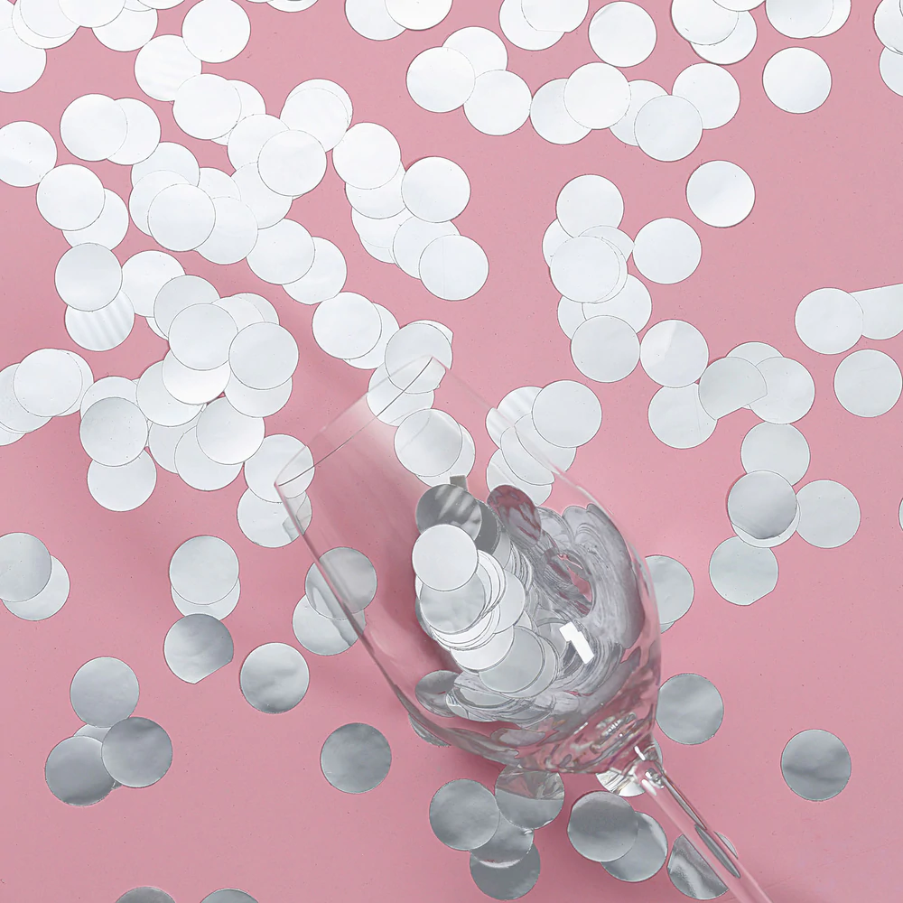 Confettis flottants argent métallique avec option guirlande lumineuse - décorations de vase et dispersion de table