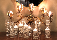 100 Floating White Pearls with Sparkling Gems- Large Sizes- Option of 3 White or Warm White Submersible Fairy Lights Strings Hidable Submersible Batteries- Fills 2 Gallons of Transparent Water Gels for your Vases with Prep Bags